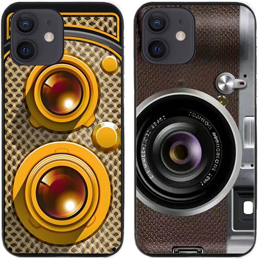 Case For iPhone 12,Classic Camera Printed Durable Degradable TPU Silicone Gel Thin Back Phone Case Cover,2 Pcs/lot