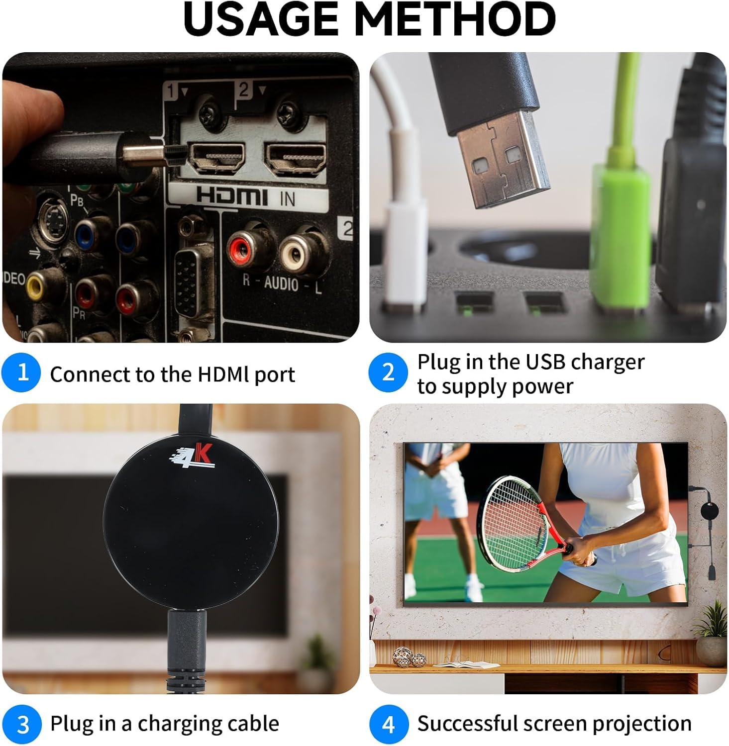 Google Chromecast Device for TV, 4K Miracast le Wireless HDMI
