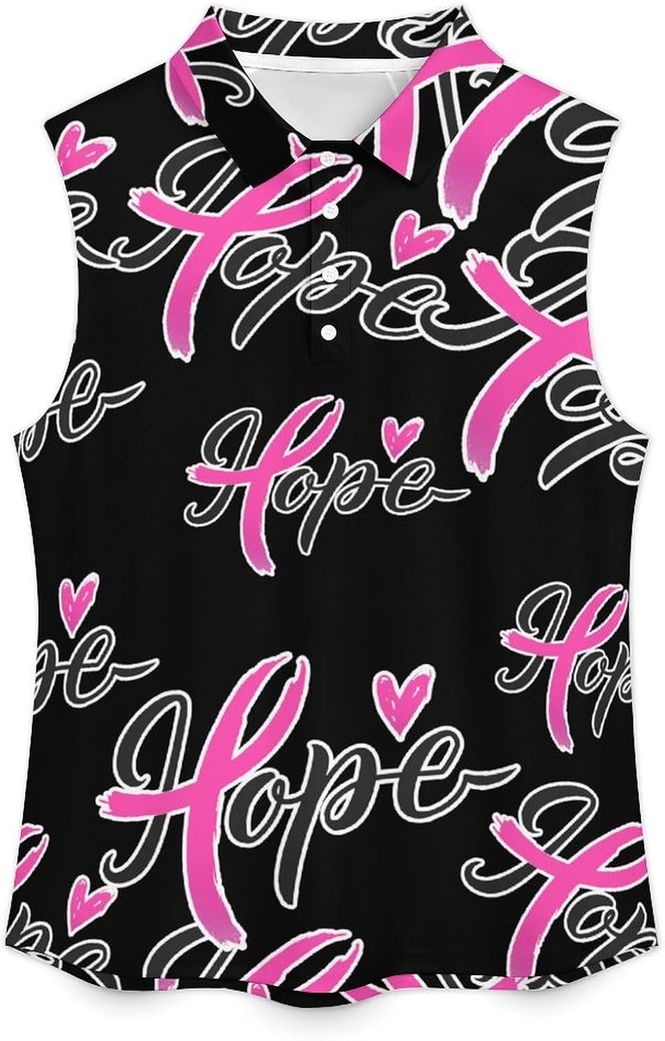 Hope Breast Cancer Awareness Women's Golf Shirt Sleeveless Polo Shirts Tank Tops Blouses Tennis T-Shirts Casual