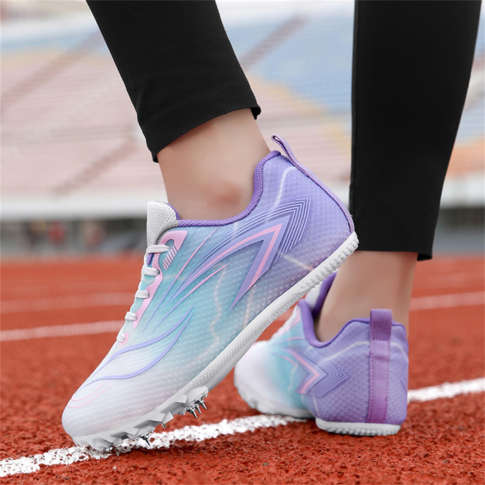 Chaussures Athlétisme pour Femmes Garçons Et Filles Baskets De Course De Saut De Sprint Respirantes
