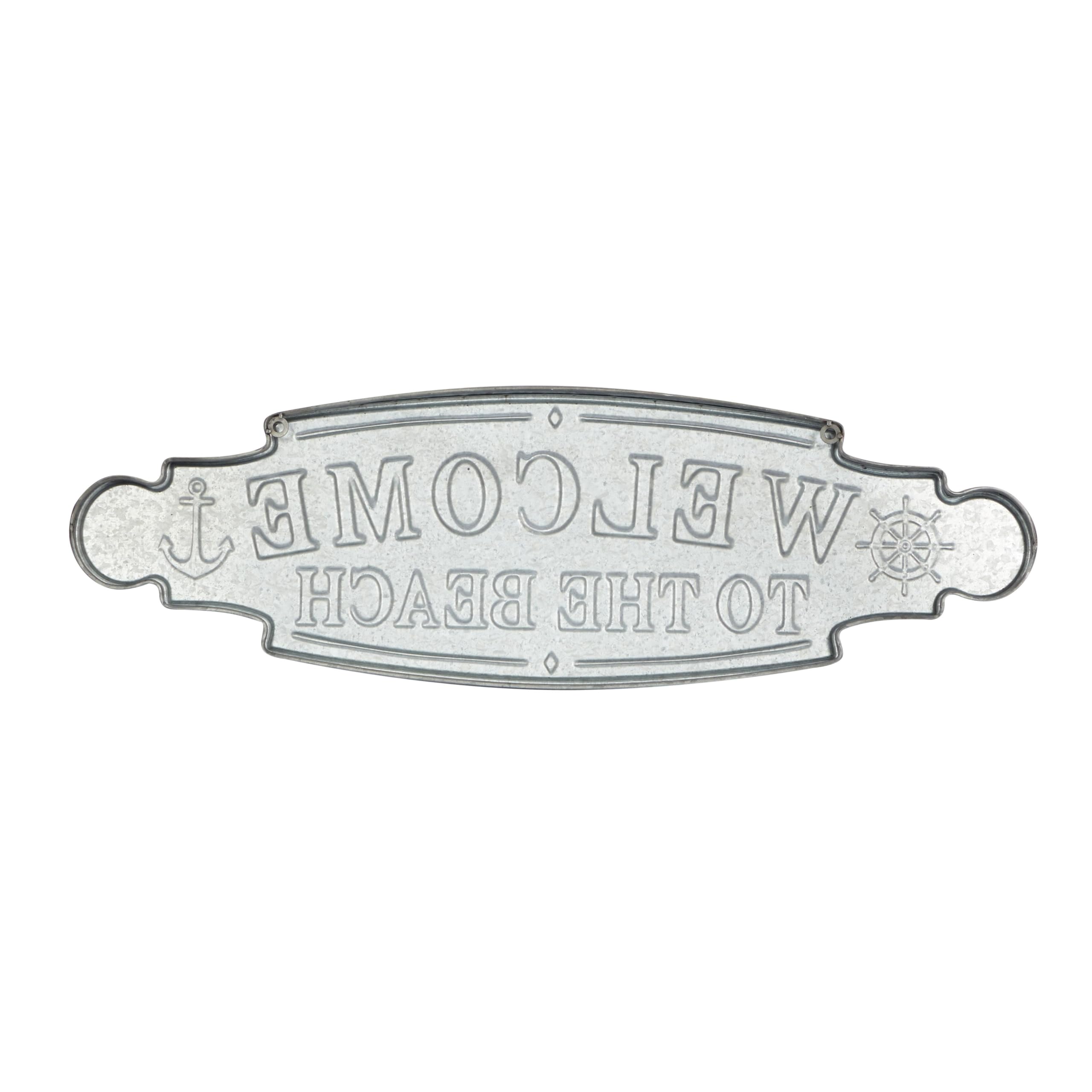 Deco 79 Letrero de metal con texto en inglés "Welcome to the Beach", 36 x 2 x 11 pulgadas, color azul