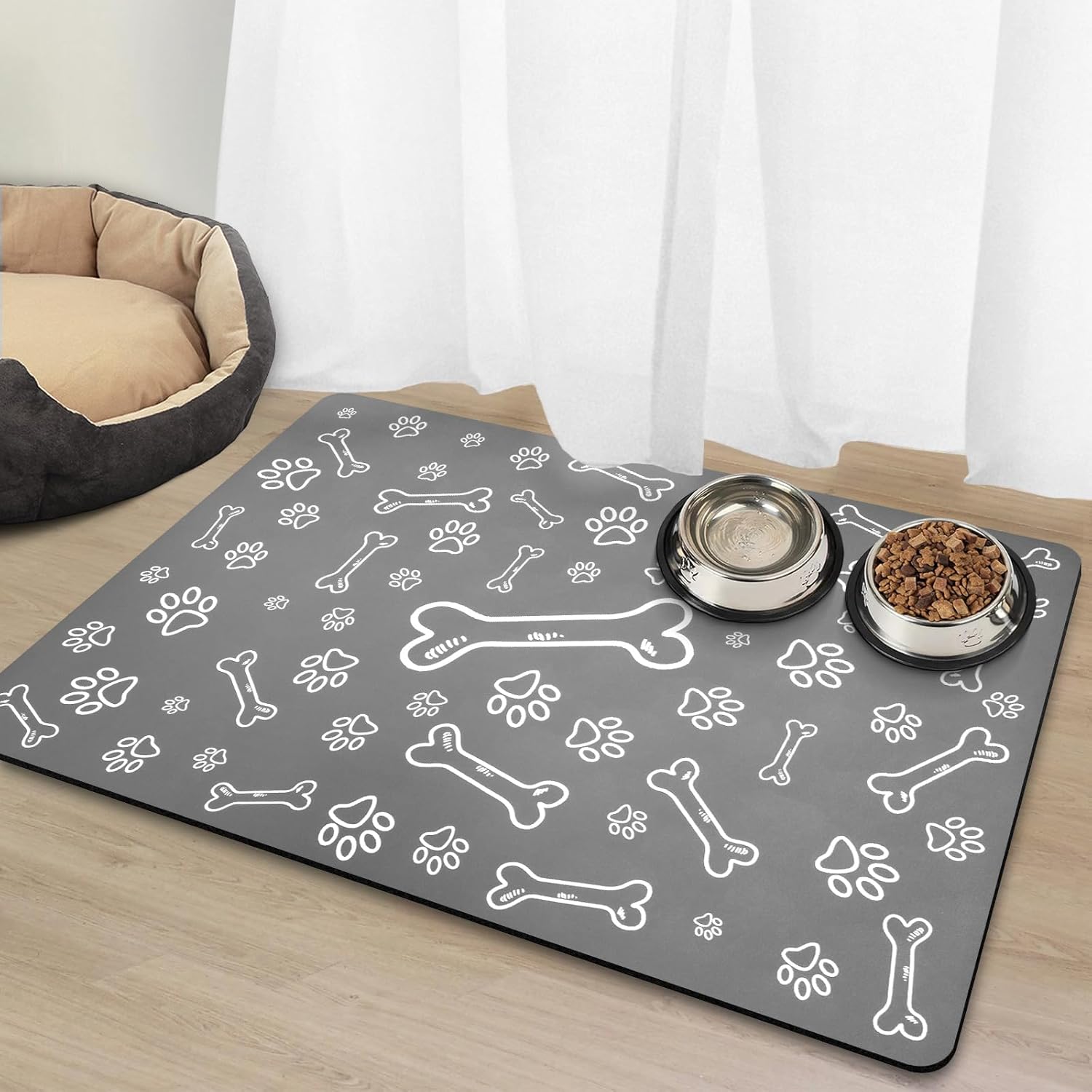 EAERSAN Absorbent Pet Feeding Mats for Dogs,Cats and Messy DrinkersEasy Clean and No Stains