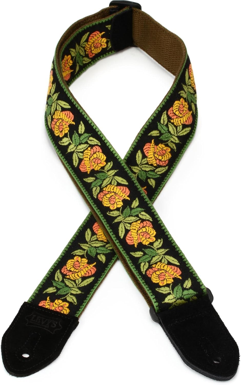 Levy's Leathers 2" Fabric Guitar Strap Rosa - Yellow Design; Yellow, Gold, Green, and Black (MC8JQ-004)