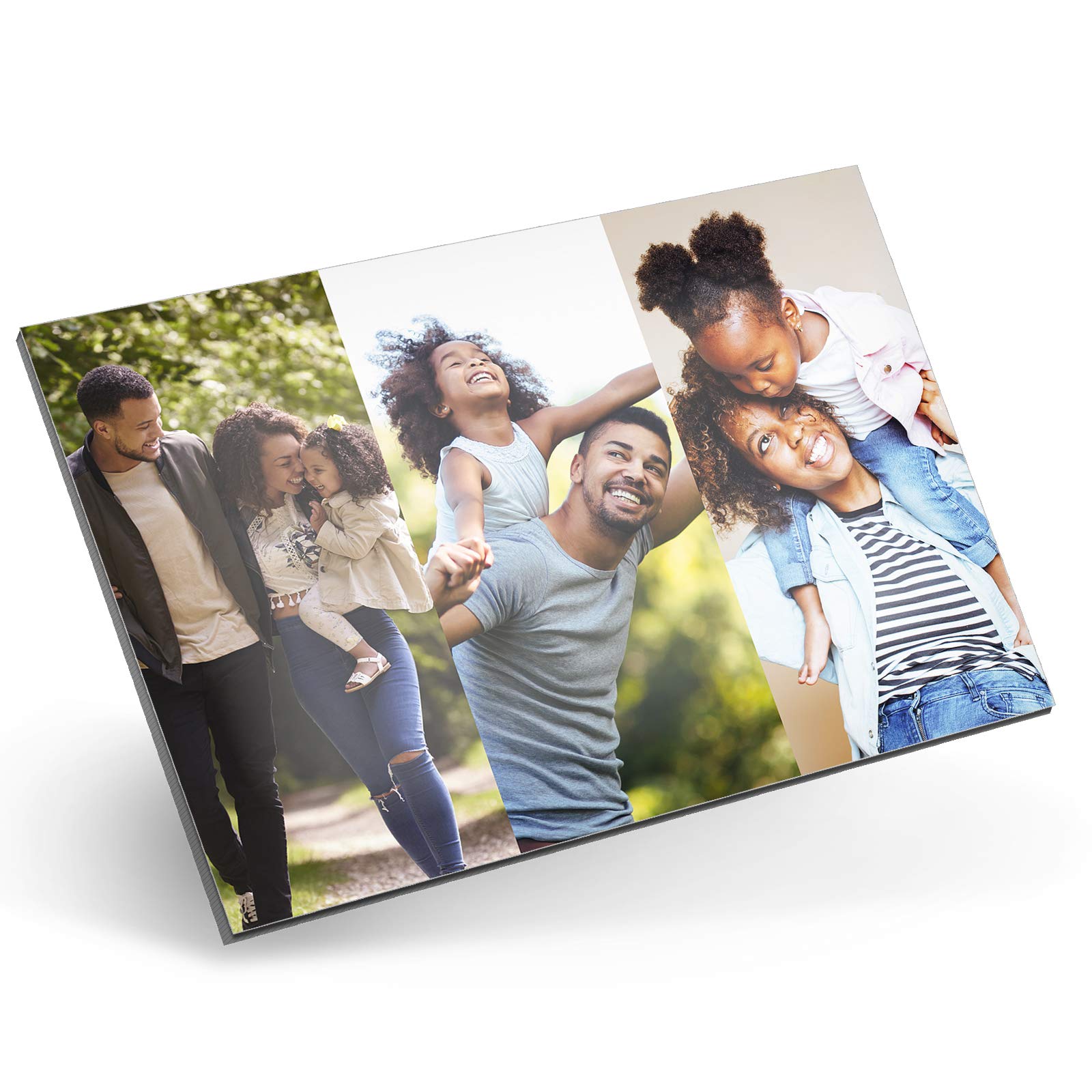 Hairyworm Personalised Wall Art, A5 Landscape (H:145.5mm x W:208mm) Metal Plaque with High-Definition Print, Customise with Three image Collage, Portrait Photos, Borderless Vertical Layout B