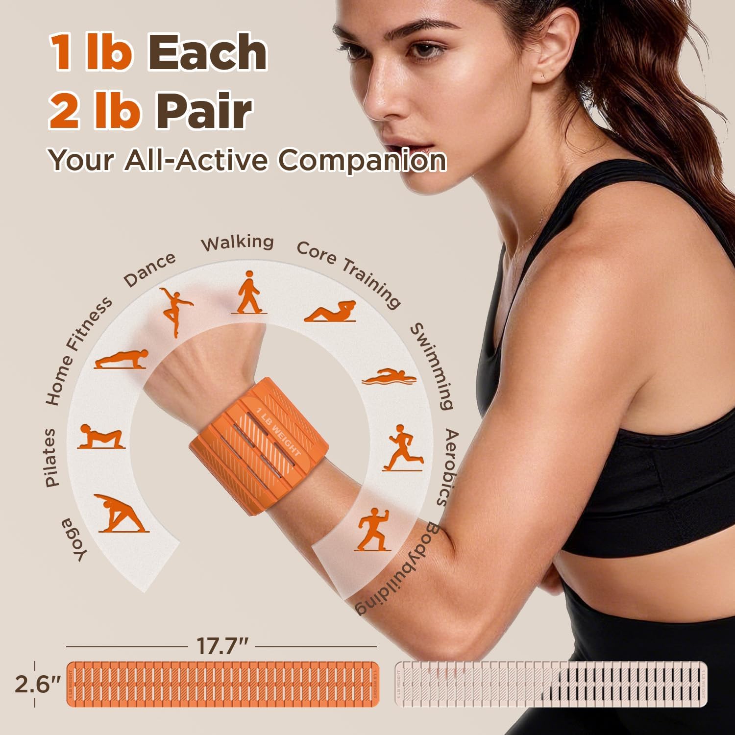 Magnetic Ankle Weights for Women Men Set of 2 (1 lb Each) Adjustable Wrist Weights for Pilates, Yoga, Workout and Daily Training