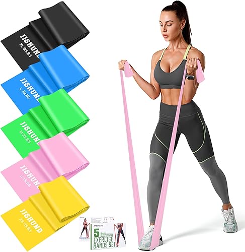 Miniatura 9 de 5 Pcs Resistance Bands, Professional Exercise Bands Elastic Stretch Bands for Fitness Yoga Pilates Stretching Strength Training, Workout Bands for