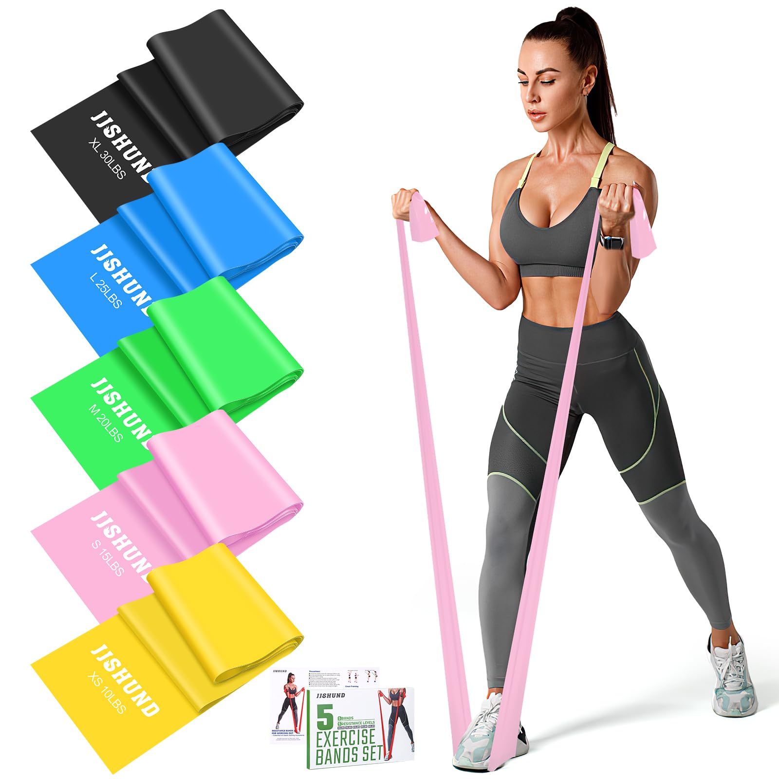 Sponsored Ad – Resistance Bands Set, Exercise Bands with 5 Resistance Levels, Long Stretch Bands for Men & Women, Workout Resistance Bands for Yoga Gym Pilates Fitness Strength Training Muscle Building