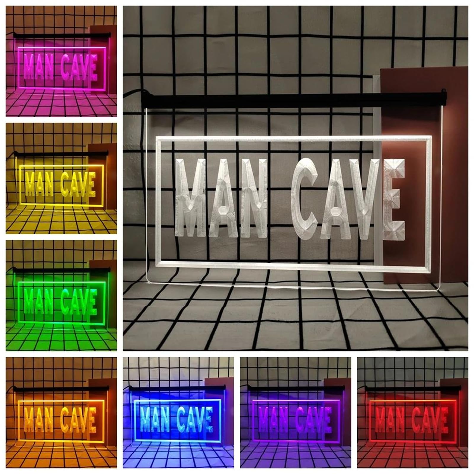 Man Cave Neon do dekoracji ściennej, ściemnialne diody LED RGB z 3 przyciskami USB do salonu masażu, pielęgnacji stóp, SPA, baru z nagością na żywo,30x20cm