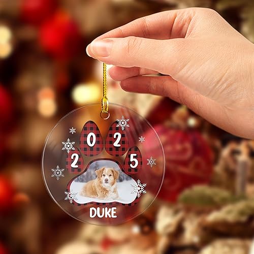 Vista 36 de SANDJEST Adornos personalizados de cerámica con foto personalizada para cachorros de primera Navidad 2024 para amantes de los perros, corazones