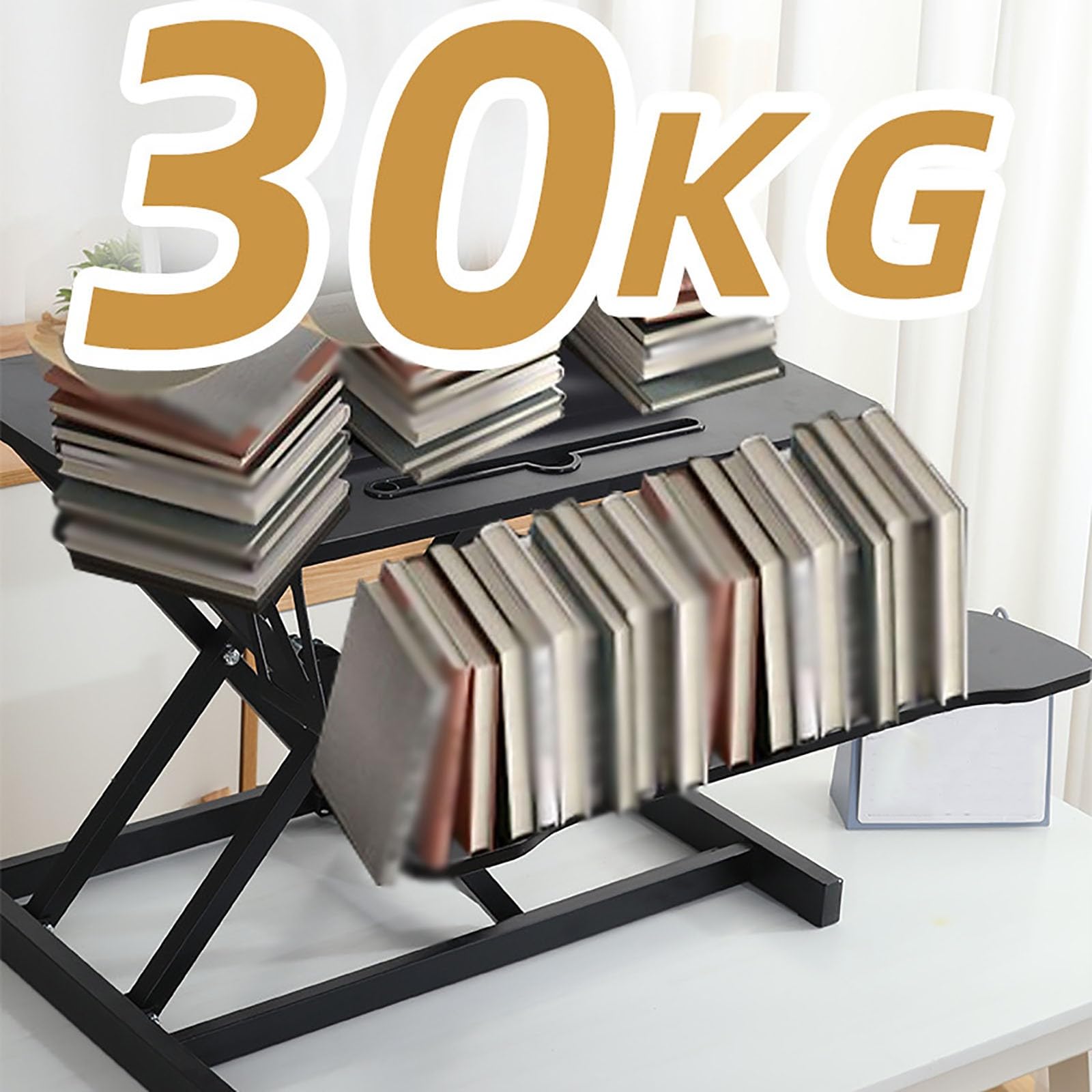 Poste Travail Assis-Debout Réglable Convertisseur Bureau Hauteur Ajustable Station Assis Debout Standing Desk Converter Natural wood color