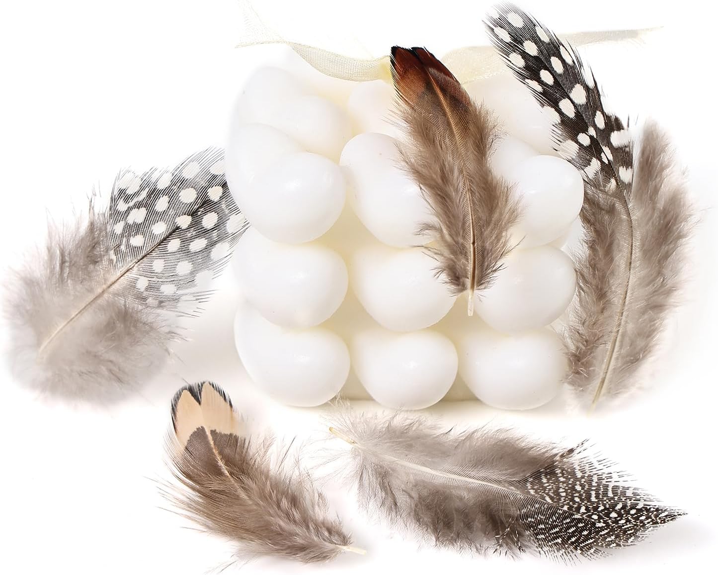 FeelfunFeather 300 pcs Small Feathers - 10 Style Mixed Spotted Decorative Natual Pheasant Feather for DIY Crafts Clothing Jewelry Hair Decoration