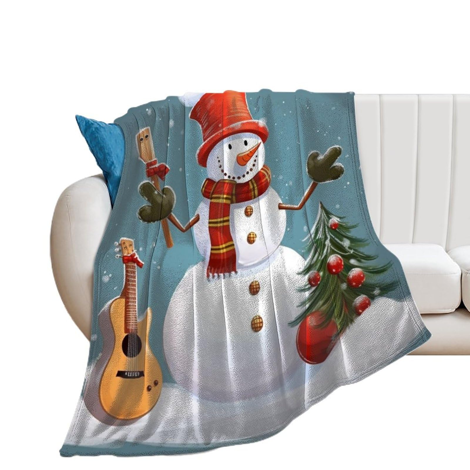 Couverture Noël en flanelle bonhomme de neige 100x130 cm pour lit