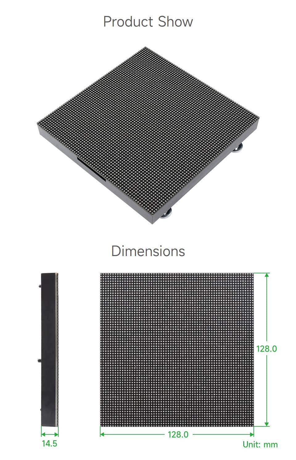 Waveshare RGB Full-Color LED Matrix Panel 2mm Pitch 64x64 Pixels Adjustable Brightness Compatible with Raspberry Pi/Raspberry Pi Pico / ESP32 / Arduino