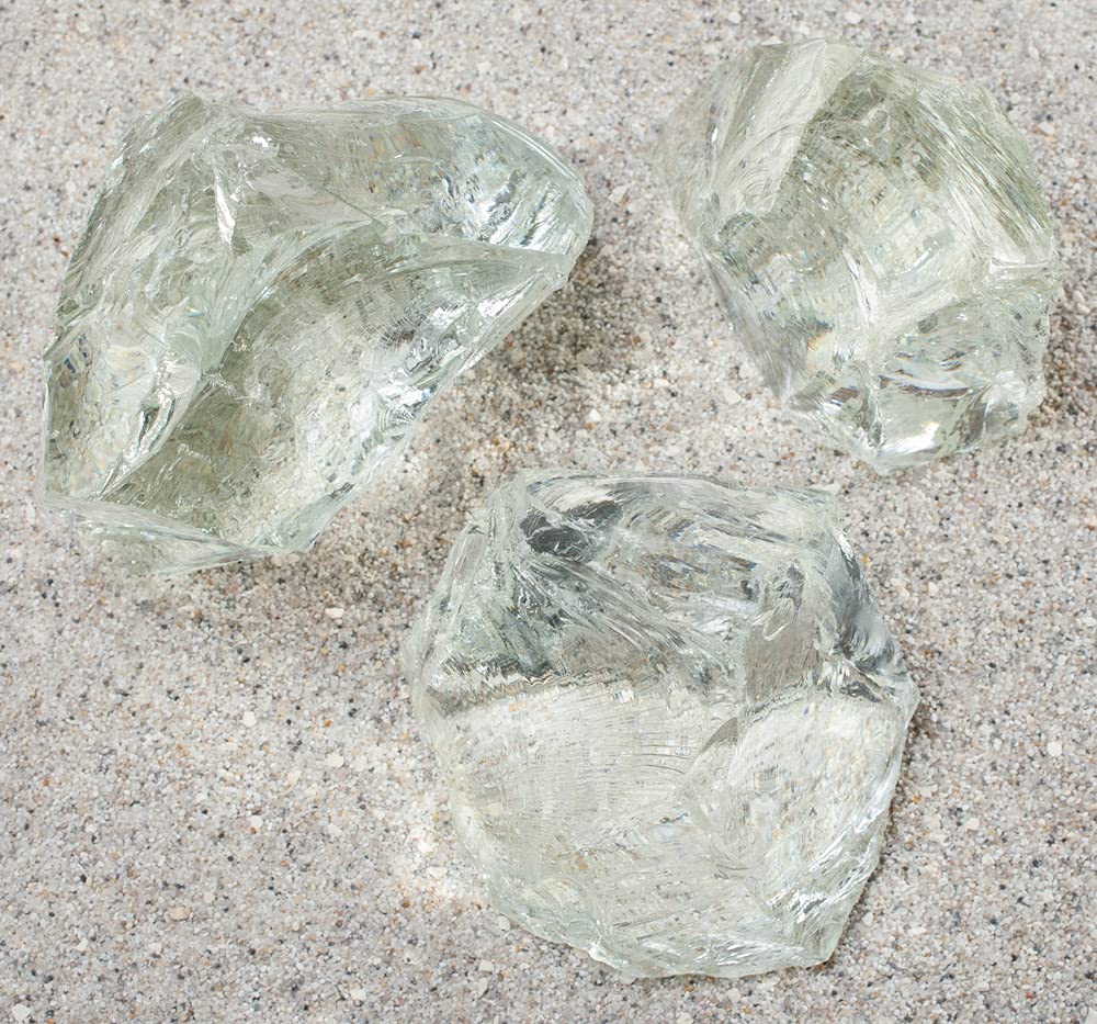 Glasbrocken Gartendekoration Glasstein Glasbruch klar transparent Glass Stone 80-120mm Glasdeko Außendeko (100)