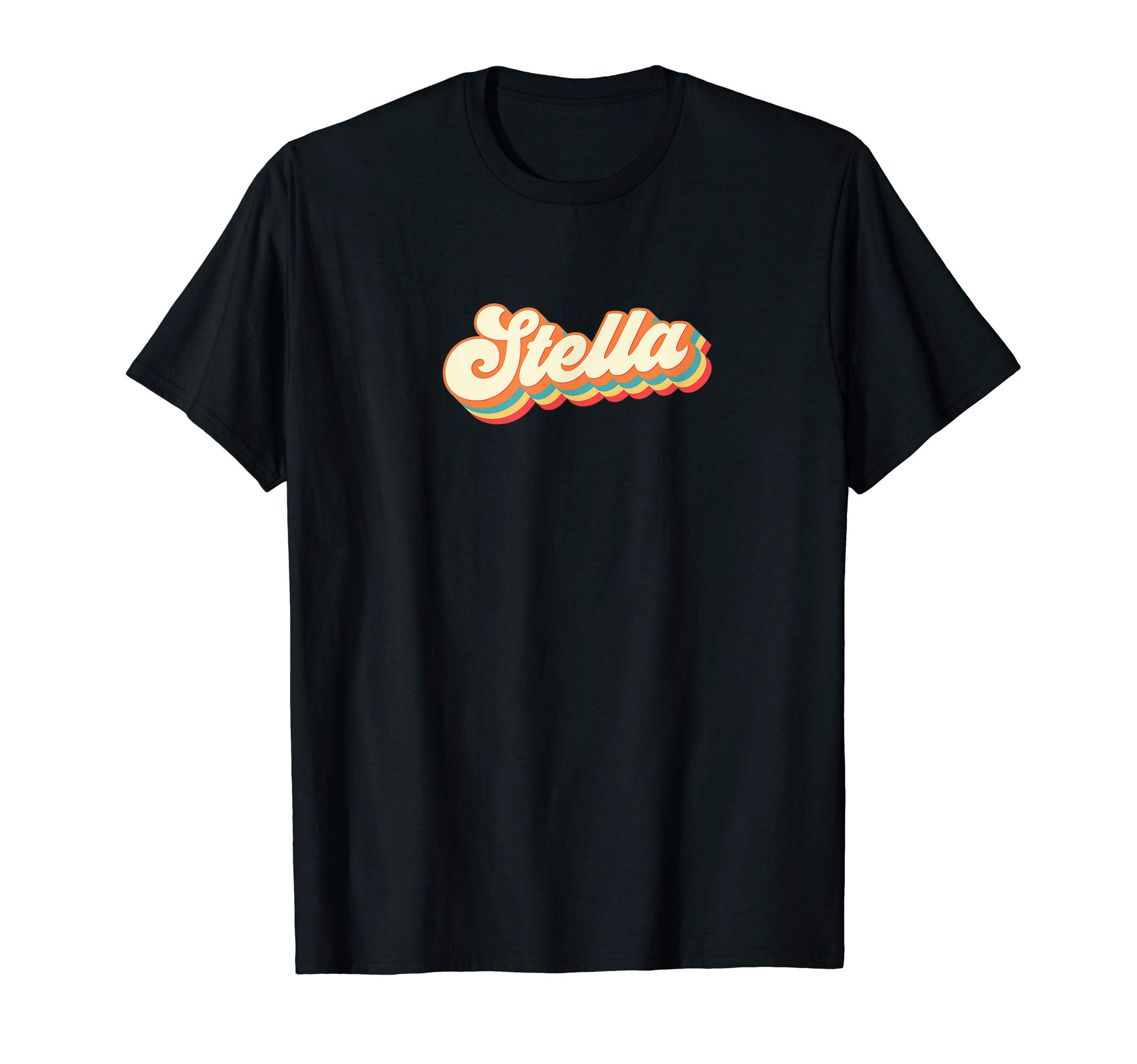 Personalized Stella Retro Design Vintage 1970s Rainbow Style T-Shirt
