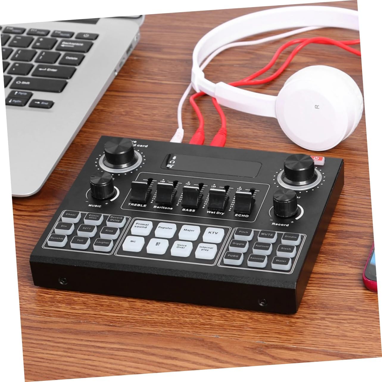 Portable Voice Disguiser Sound Card with Effects Live Streaming Tool for Computer and Mobile Dsp Chip for Sound Quality