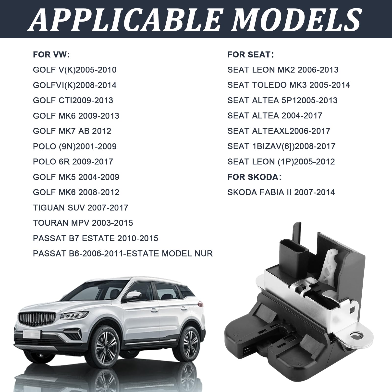 Chiusura del portellone del bagagliaio per Golf 5 6 1K1 5K1 Plus per Passat 3C 365 B6 B7 Altea 5P Leon 1P 5F Toledo Cofano bagagliaio posteriore Sostituzione# 1K6827505E 5K0827505A 1T0827505H