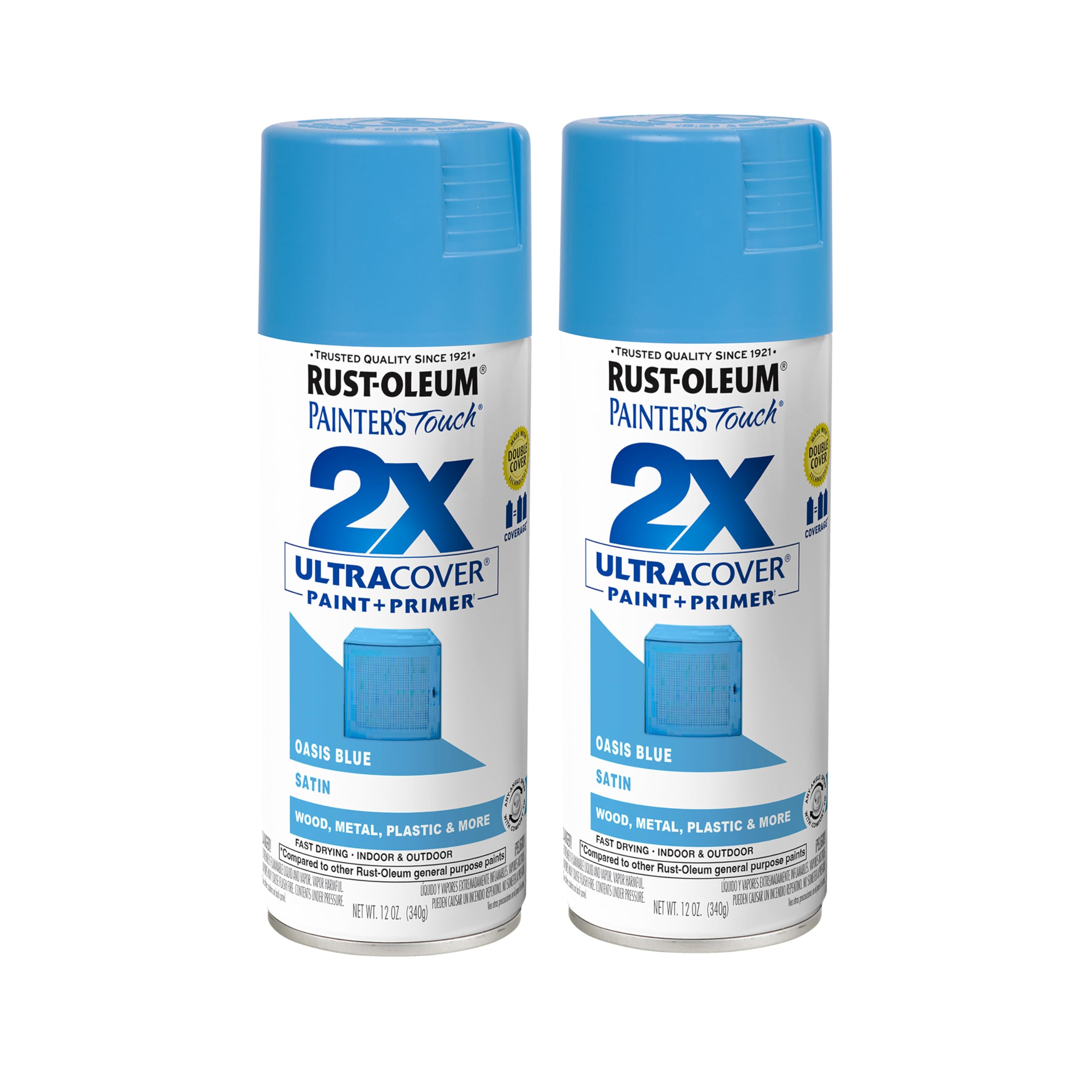 Rust-Oleum Painter's Touch 2X Ultra Cover Spray Paint, Satin Oasis Blue