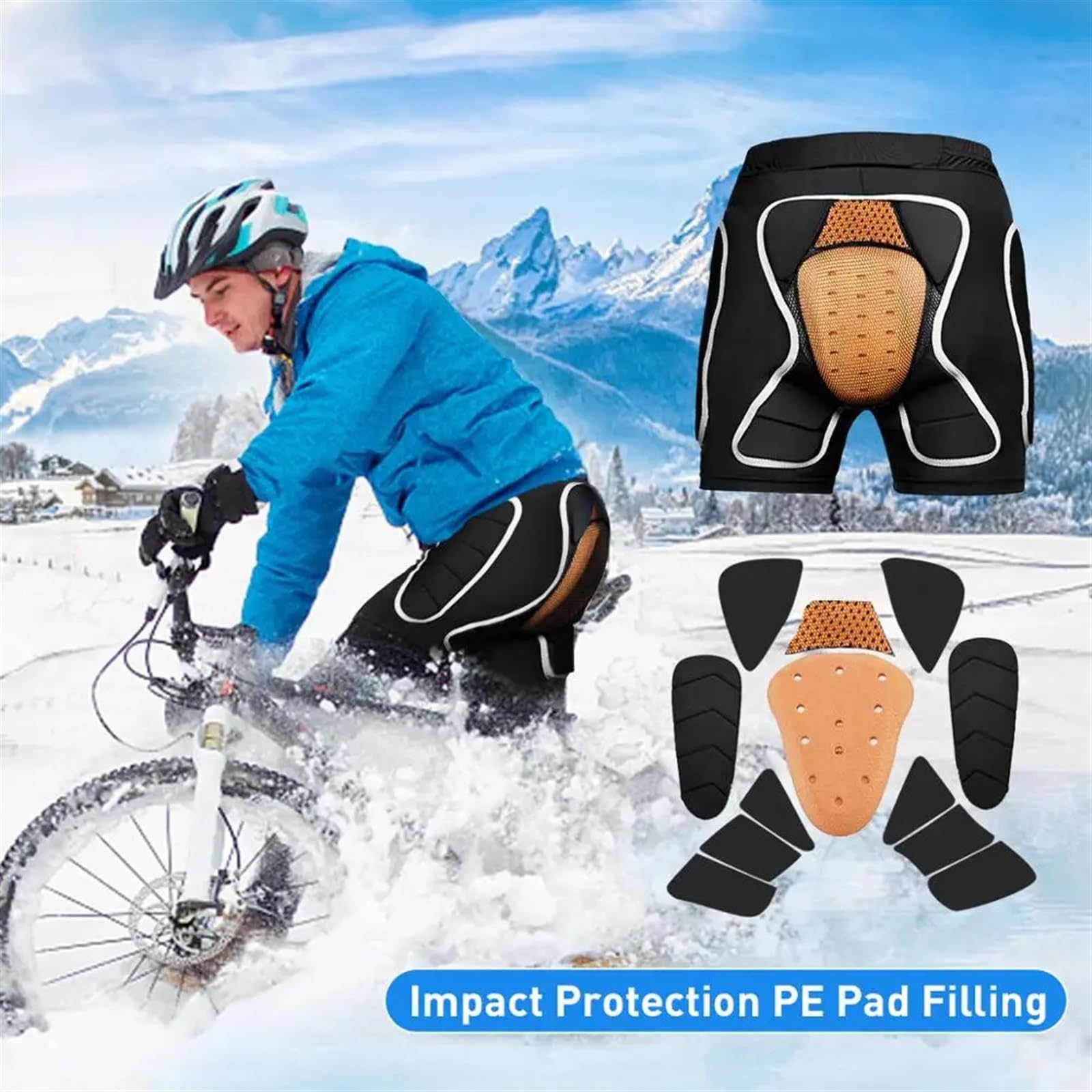Shorts De Protection Hip Pad Short rembourré de Protection de Ski Équipement de Protection rembourré en EVA 3D for Le Snowboard, Le Skate et Le Ski(XL)
