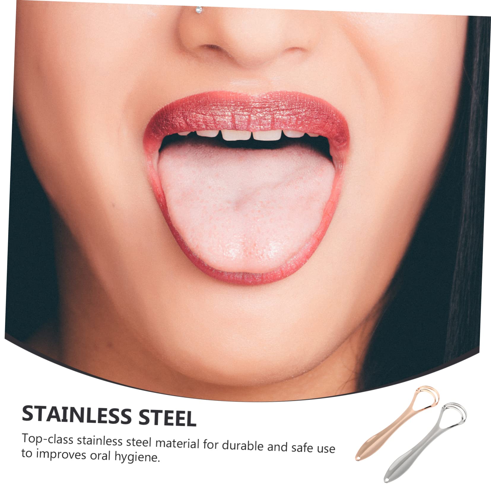 ERINGOGO 2Pcs Practical Stainless Steel Double Layer Tongue Cleaners with Assorted Color Boxes Ergonomic Design for Oral Eliminates Bad Breath for Home Travel Use