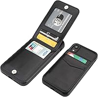 Vista 10 de KIHUWEY Funda compatible con iPhone XR con soporte para tarjeta de crédito, cierre magnético de cuero de alta calidad, resistente funda protectora