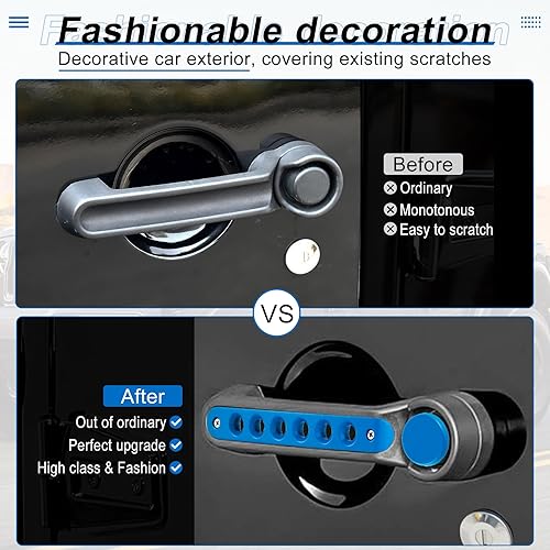 Miniatura 5 de 5 piezas de insertos para manija de agarre de puerta lateral y perillas de botón compatibles con Jeep Wrangler JK JKU Sahara Rubicon Unlimited