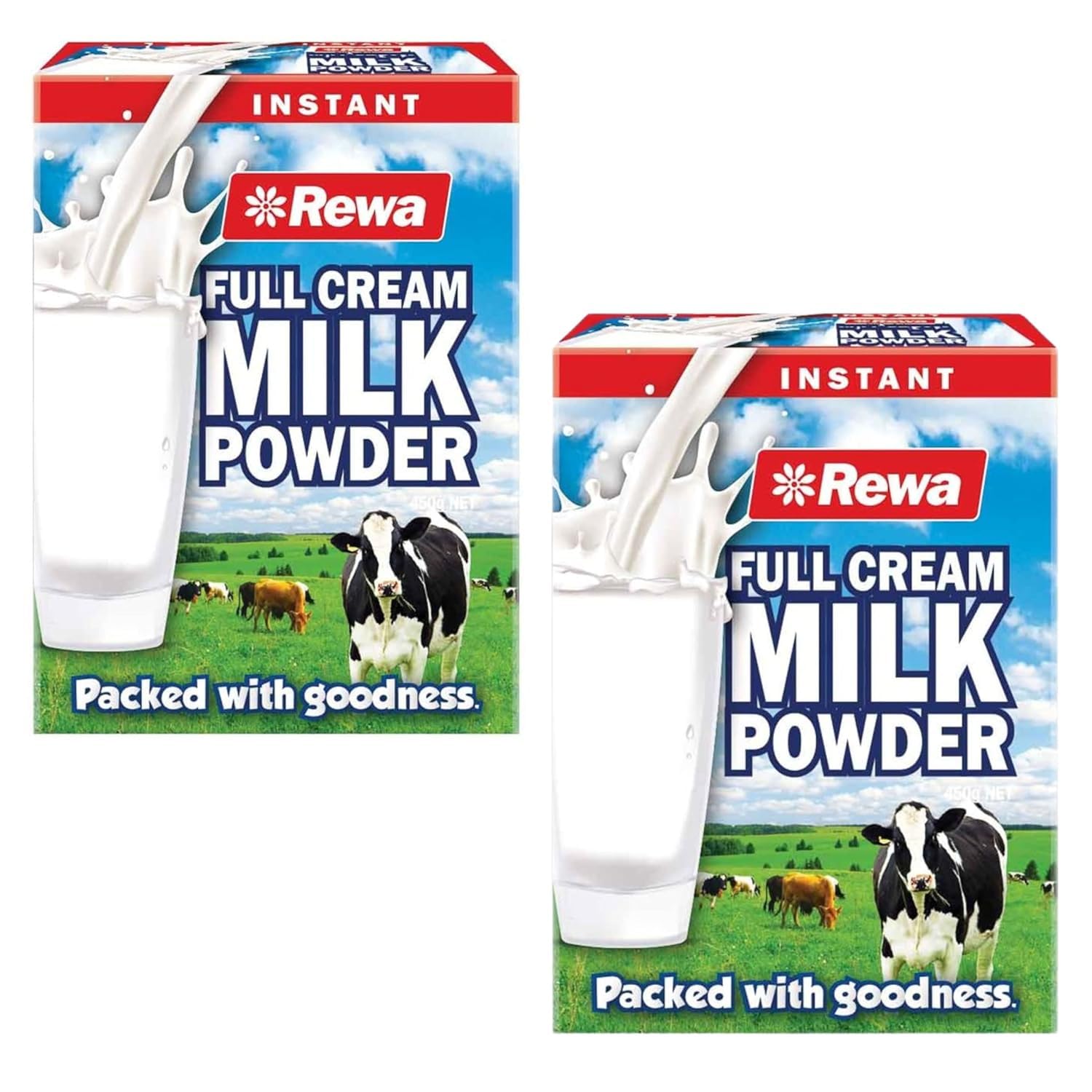 Rewa Instant Full Cream DRY Milk Powder (Pack Of 2 x 450g Ea) Packed with goodness, Imported from Fiji - Sold By FijiProduct.com
