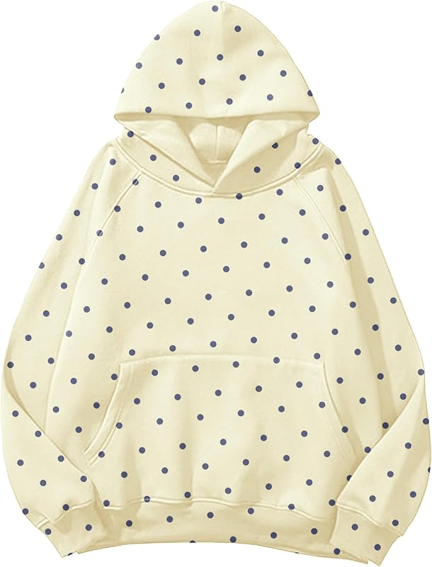 Lauweion Womens Oversized Hoodies Casual Polka Dot Sweatshirt