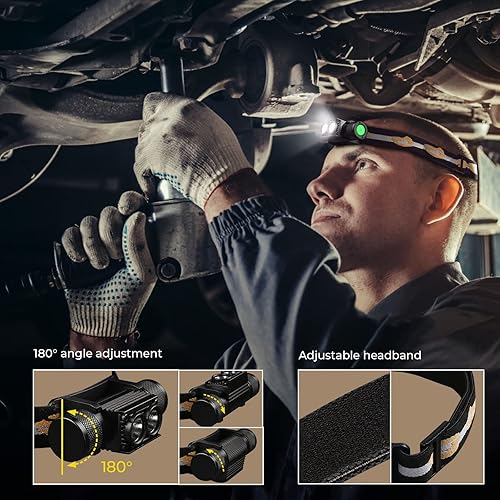 Miniatura 5 de 77outdoor Faro frontal rojo recargable LED, D25LR potente y ligero con 90 luces blancas brillantes de alto CRI y luz roja profunda de 660 nm, carga