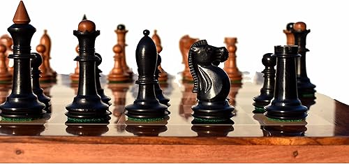 Miniatura 4 de Juego completo de ajedrez de madera de la serie Shkolnik, boj envejecido y ebonizado de 3.5 pulgadas, piezas de ajedrez ponderadas King con tablero