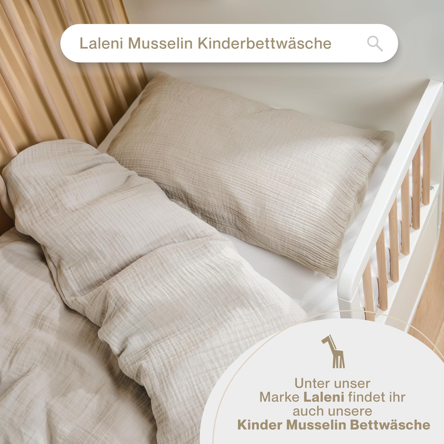 Blumtal Juego de ropa de cama de muselina certificado Öko-Tex, 155 x 220 cm + 40 x 80 cm, ropa de cama extrasuave, lavable