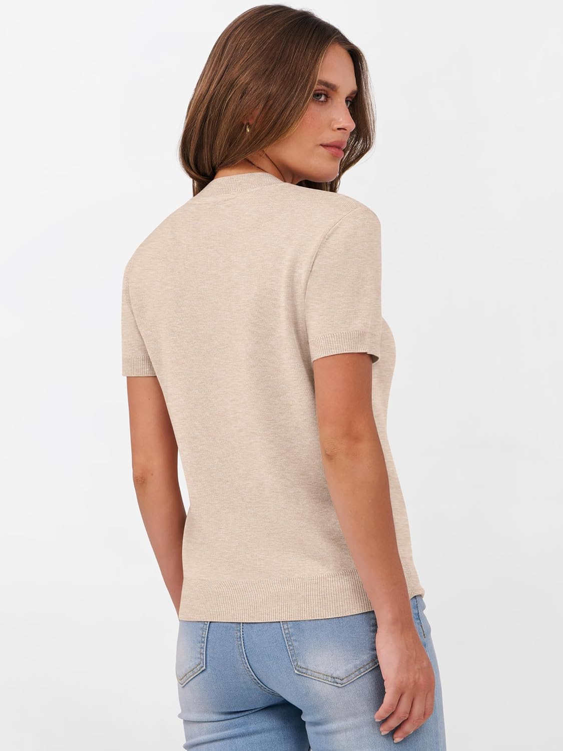 ANRABESS Womens Short Sleeve Sweaters Wool Blend Crew Neck Sweater Shirts Business Casual Work Tops 2026 Summer Outfits - Image 5