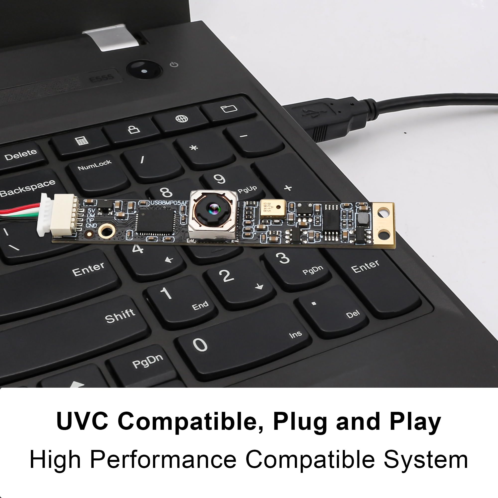 ELP Autofocus - Modulo fotocamera USB da 8 MP, fotocamera USB con microfono per computer 4K, scheda fotocamera USB, colore 2448P Lightburn, con obiettivo da 62 gradi, senza distorsione, per laptop