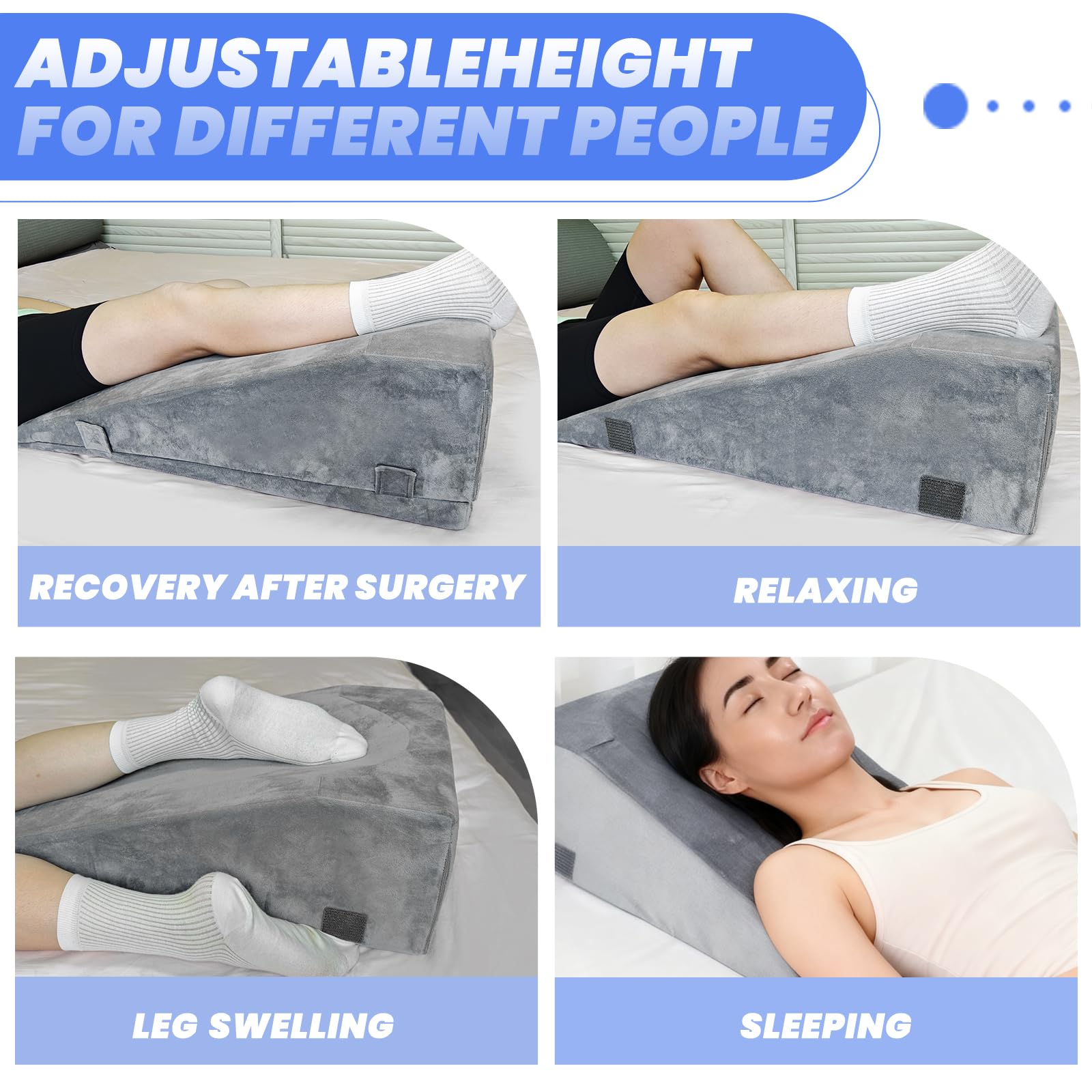 Almohada de espuma viscoelástica para dormir de lado, almohada de pierna para rodilla, color blanco