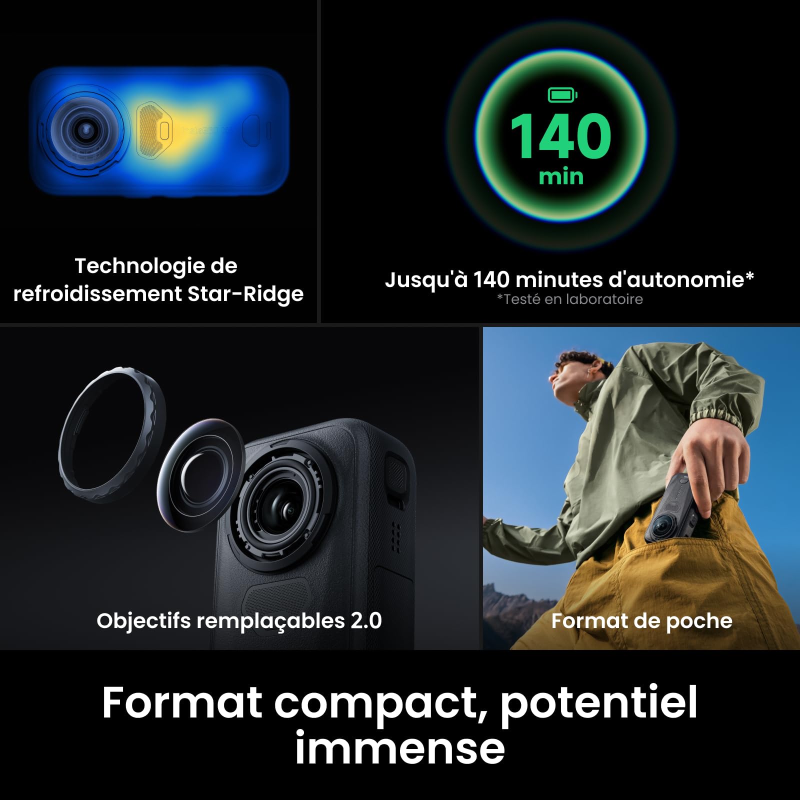 Insta360 X6 Pack Essentiels - Caméra 360 8K avec capteurs 1/1,1"