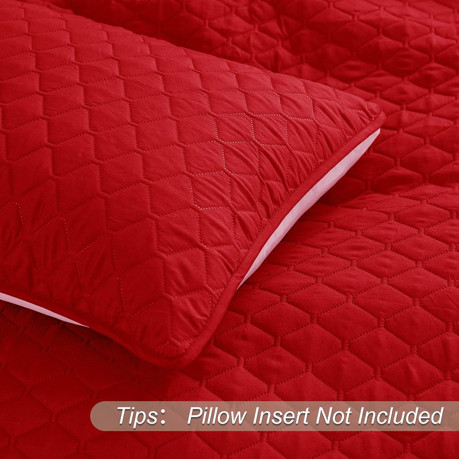 Exclusivo Mezcla Reversible California King Size Quilt Bedding Set with Pillow Shams, Lightweight Quilts Cal King Size, Soft Bedspreads Bed Coverlets for All Seasons - (Red, 112"x104") - Image 5