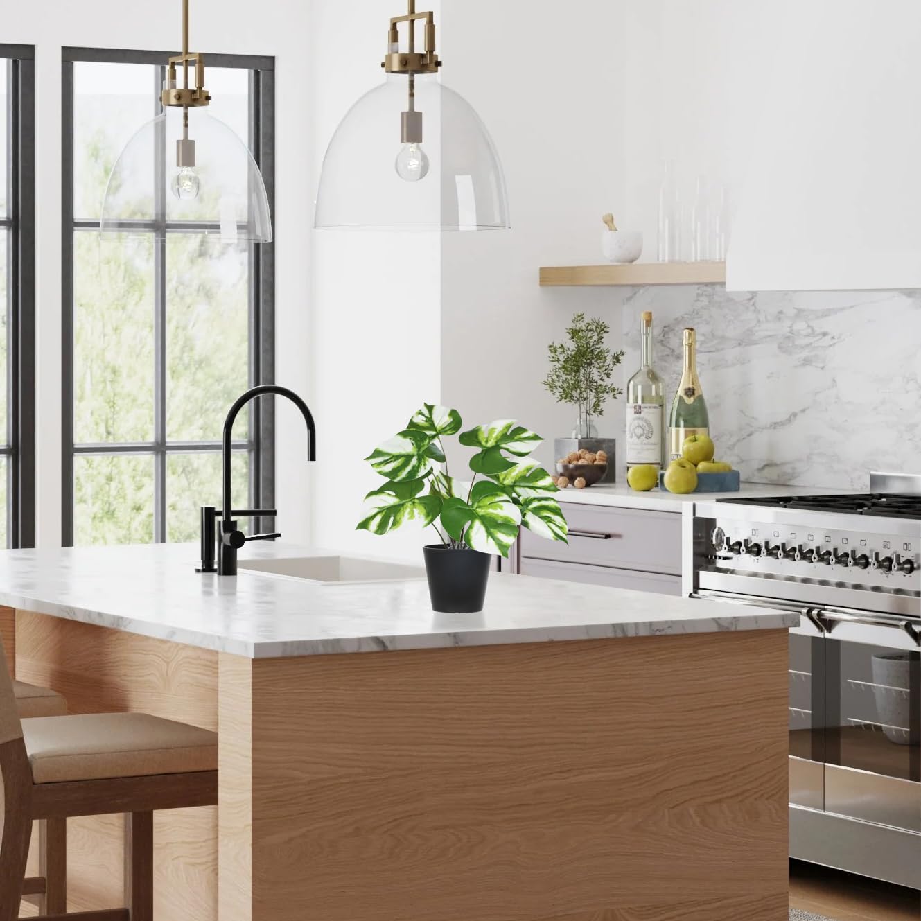 Briful Fake Plants 11.8'' Realistic Monstera Plant Artificial Potted Indoor Plant Houseplant in Black Pot for Home Decor Wedding Centerpiece Dining Table Farmhouse, White Leaves - Image 4