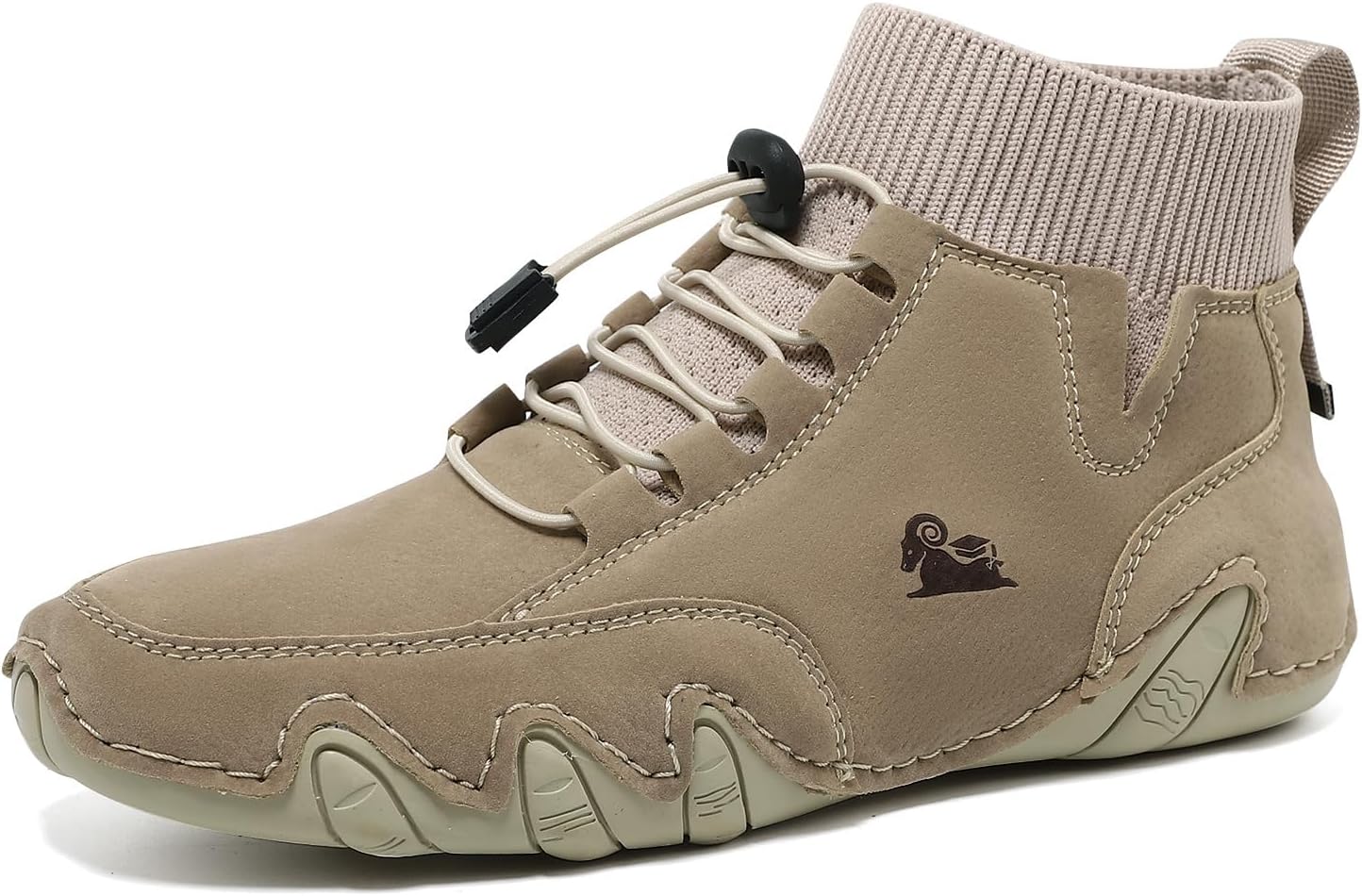 Men'S Waterproof Leather Lightweight Outdoor Ankle Boots Comfortable Round Toe Soft Sole Non-Slip Driving Walking High Top Chukka Boots Slip-On Lightweight Sports Shoes