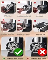 Vista 8 de Picadora de carne eléctrica, máquina multifuncional de procesamiento de alimentos para el hogar, acero inoxidable blanco