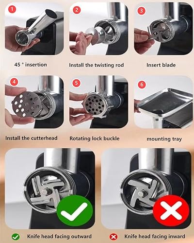 Miniatura 8 de Picadora de carne eléctrica, máquina multifuncional de procesamiento de alimentos para el hogar, acero inoxidable blanco