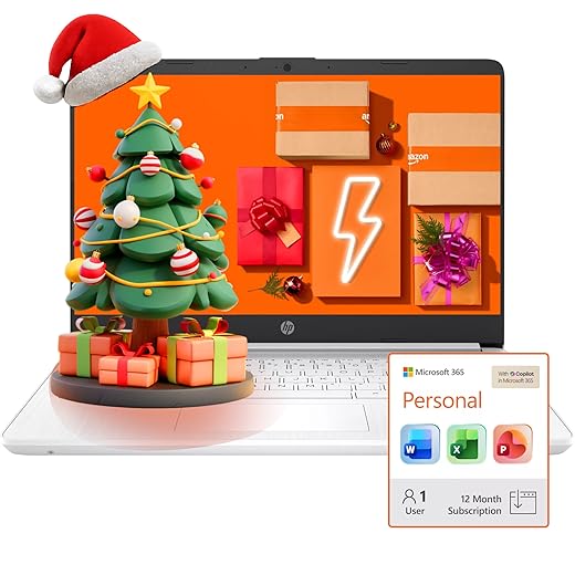 HP Ultra Slim Laptop for Students and Business | 1 Year Office 365 | 1.1TB Storage (1TB Cloud and 64GB Hard Drive) | Intel Quad-Core, 8GB RAM | Windows 11 Home w/o Earbuds