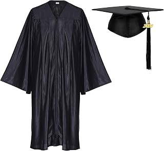 Adult Shiny Graduation Cap and Gown Tassel Set for High School & Bachelor