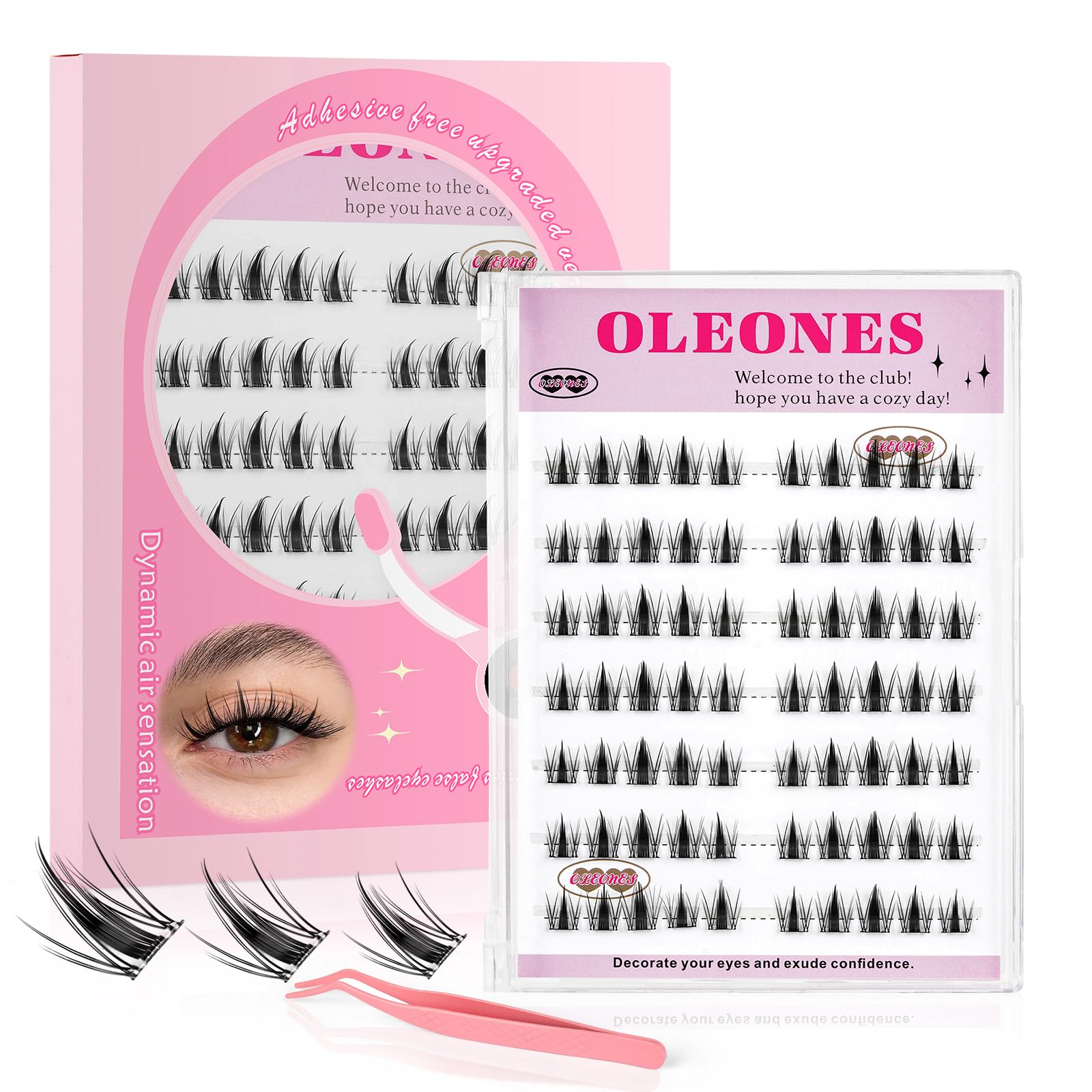 Self Adhesive Fairy Lash Clusters Kit Natural Look Manga Eyelash Clusters Wispy D Curl Cluster Eyelash Extensions 10-16MM Wispy Individual Lashes Wet-Look Lash Extension with Invisible Lash Band