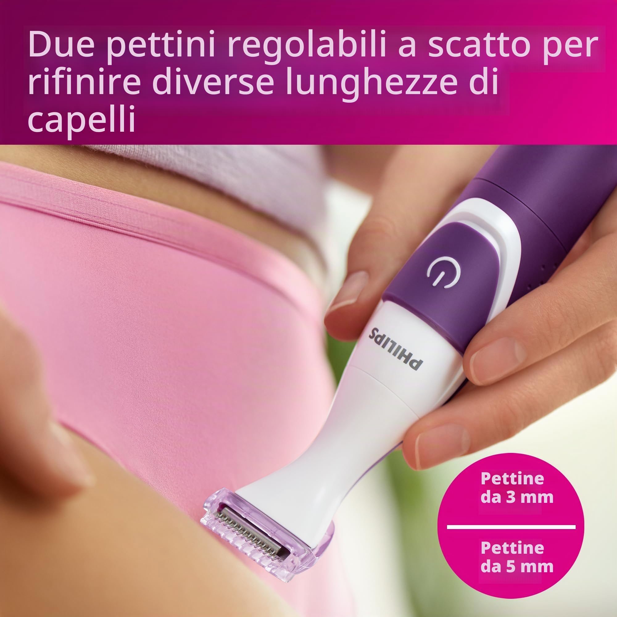 Philips Rifinitore per zona bikini, con testina di rasatura e pettine