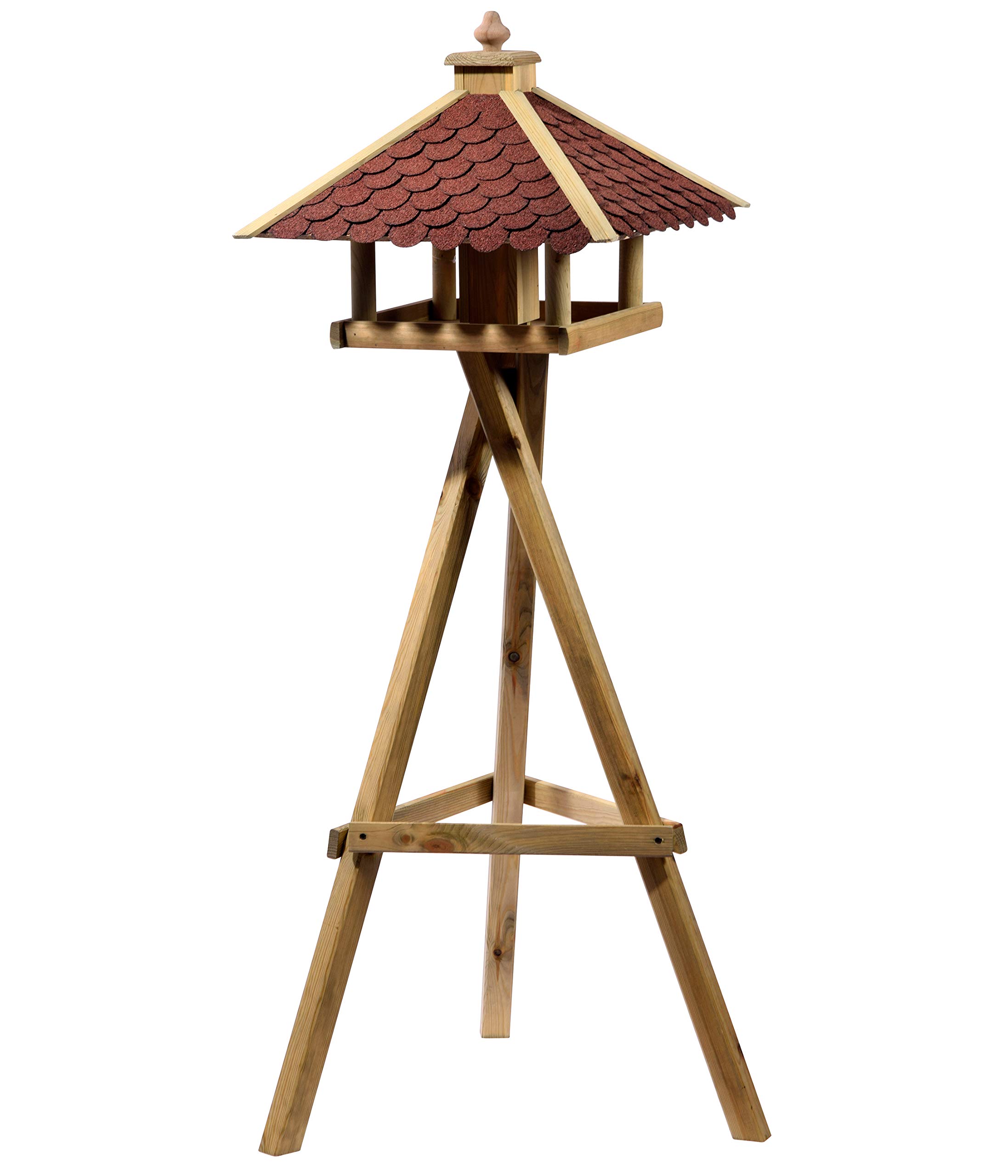 Dehner Natura Wildvogel-Futterhaus Brixen, inkl. Ständer Brixen, 144 x 68 x 62 cm, Holz/Bitumen, braun/rot