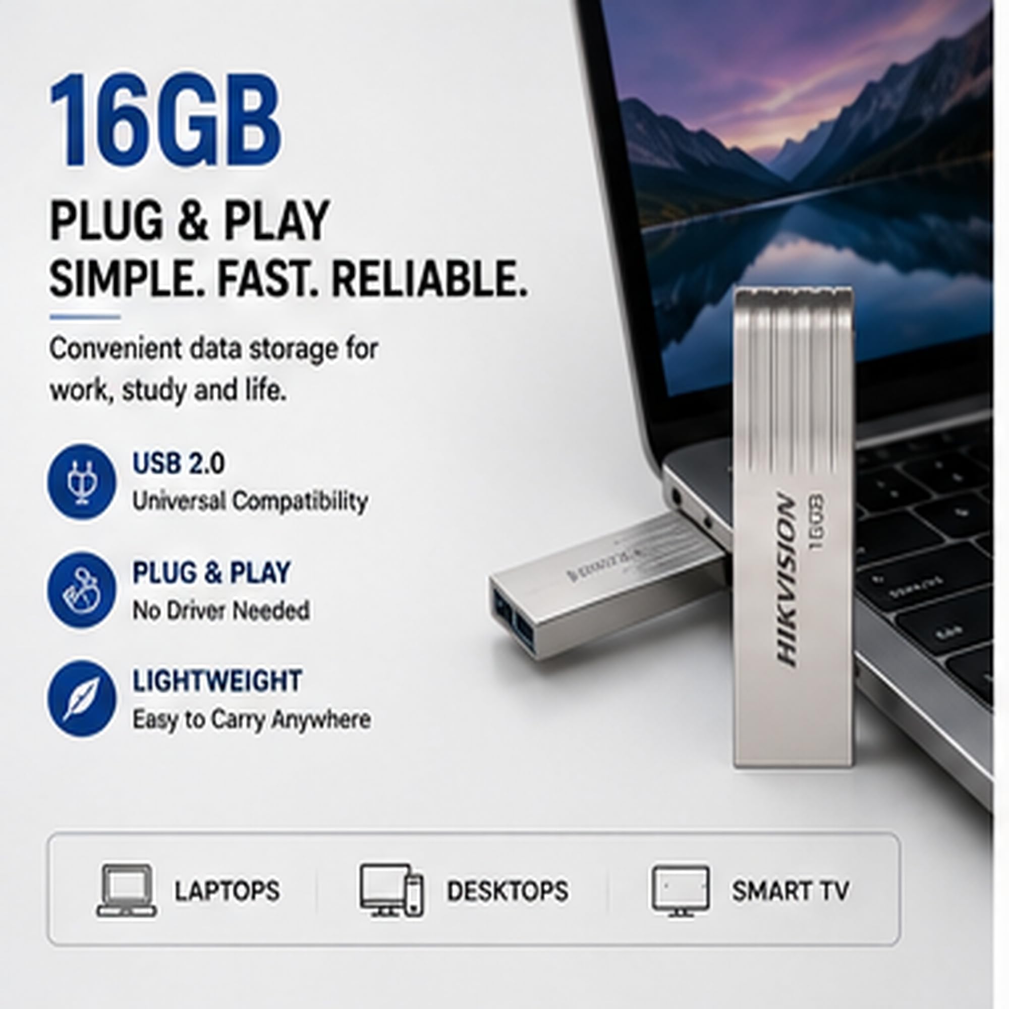 HIKVISION M225 16GB USB 2.0 Metal Pen Drive | Compact & Durable Flash Drive for Laptop and PC — Amazon image 2
