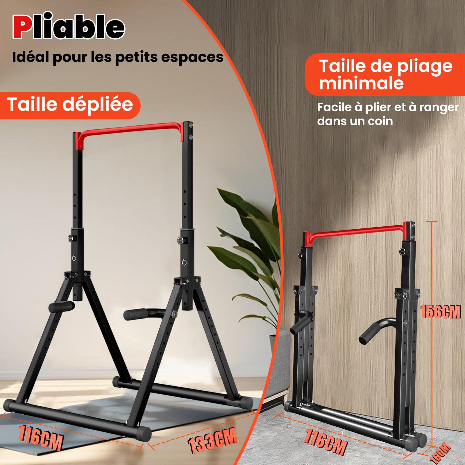 DOBESTS Chaise Romaine Power Tower Barre de Tractions Pliable Musculation Pour l'entraînement à la Maison, Chaise Romaine Musculation, Structure triangulaire, Se Plie Facilement，300KG