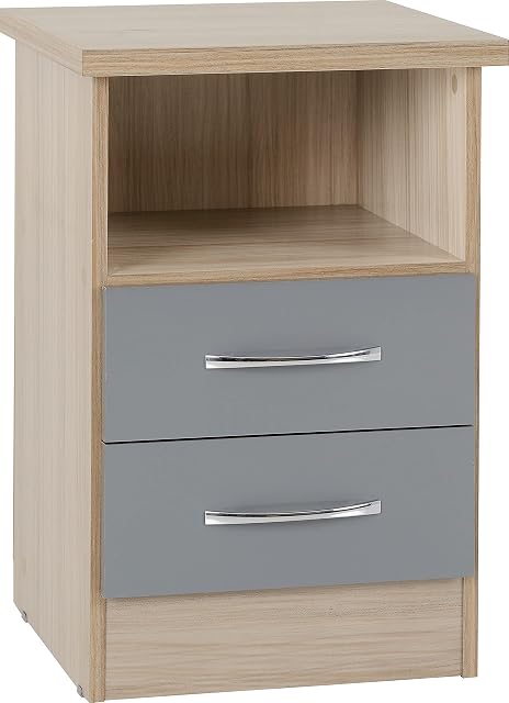 Seconique Nevada 2 Drawer Bedside, Grey