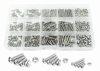 480Pcs Metric M2 M2.5 M3 304-Stainless Steel Button Head Hex Socket Cap Bolts Screws Nuts Assortment Kit