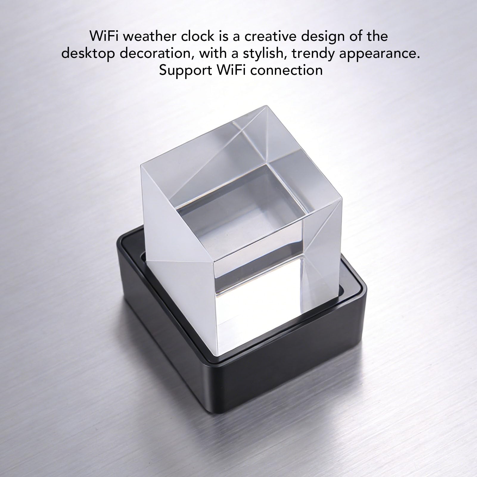 Mini WiFi Wetteruhr mit GIF Animationen Hologramm Würfel Display Elektronisches Fotoalbum USB Desktop Deko Countdown Echtzeitwetter